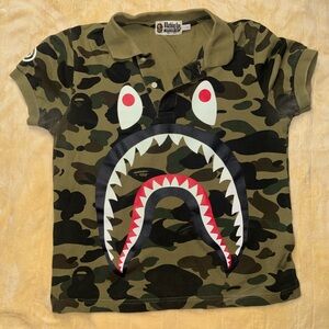 Vintage Bape Shark Graphic Polo Shirt